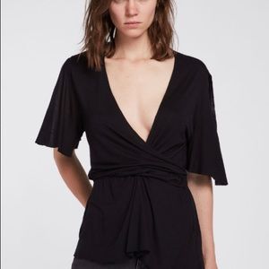 All saints amira wrap top black
